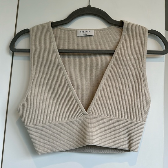 Babaton beige/cream mini crop top - Picture 1 of 3